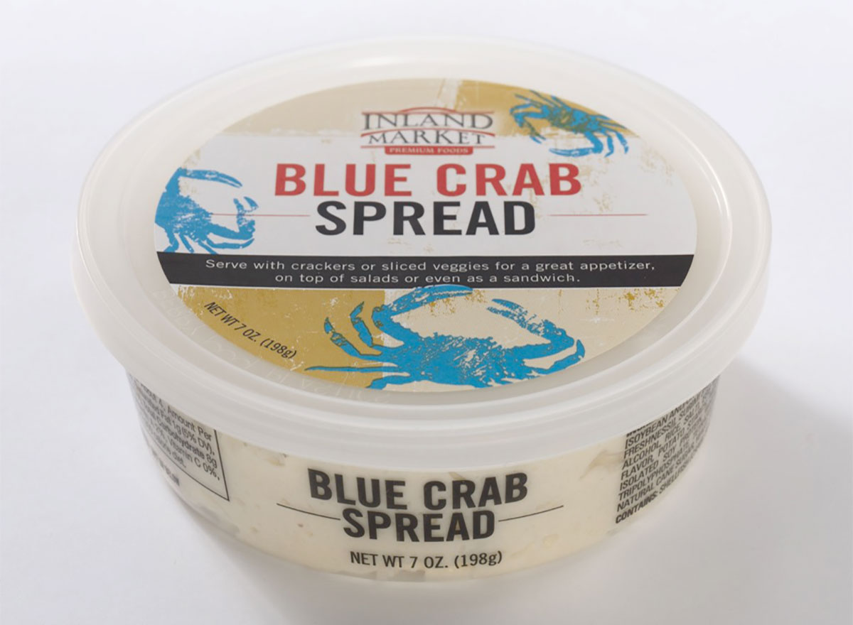 container of inland market blue crab spread