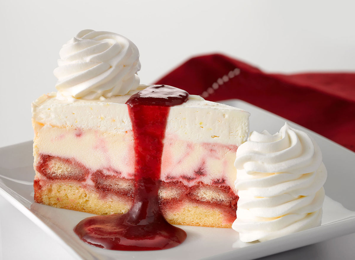 cheesecake factory lemon raspberry cream cheesecake slice