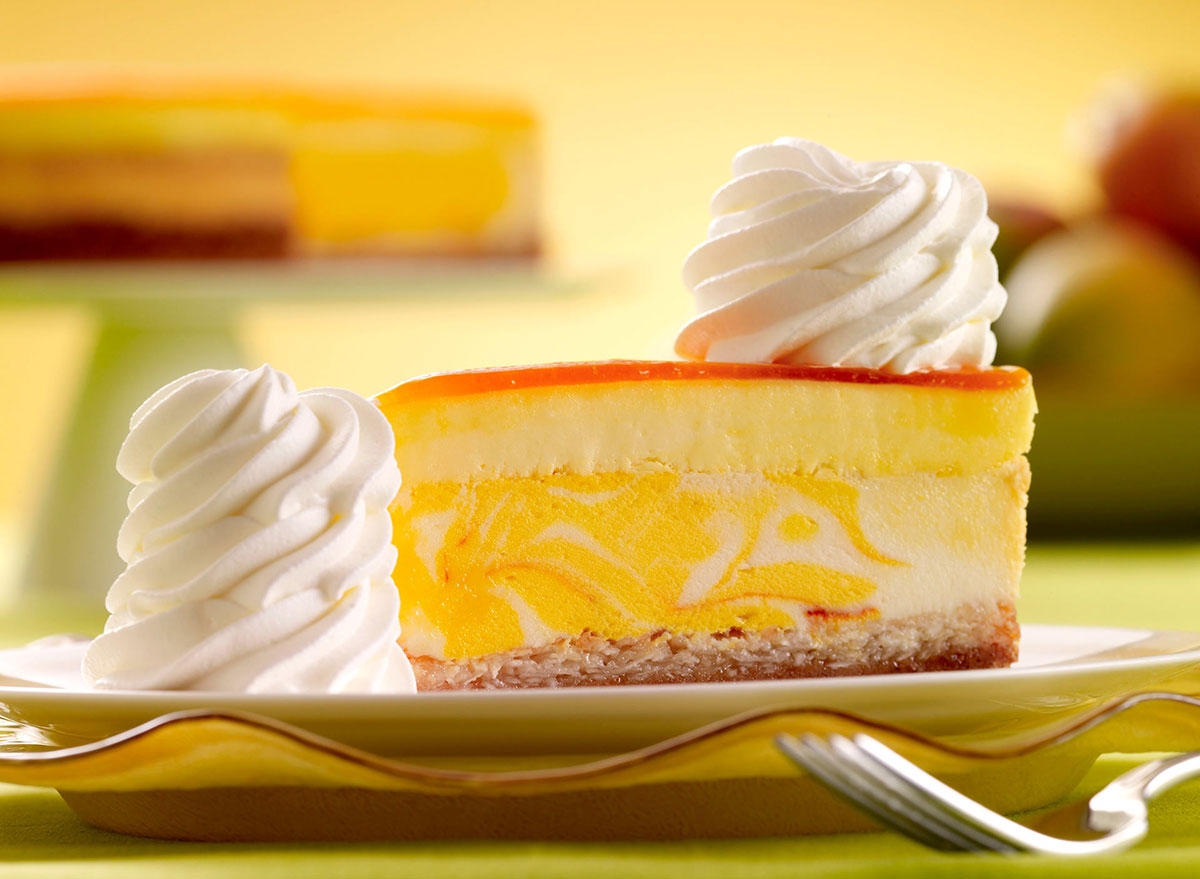 cheesecake factory mango key lime cheesecake slice