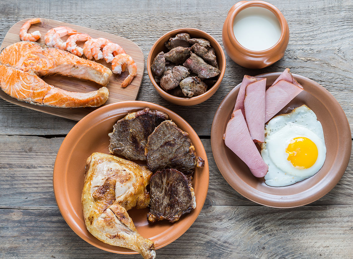 assortment-of-seafood-meat-and-eggs-on-separate-plates