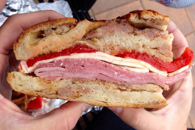 second street bakery red pepper cheese meat sandwich