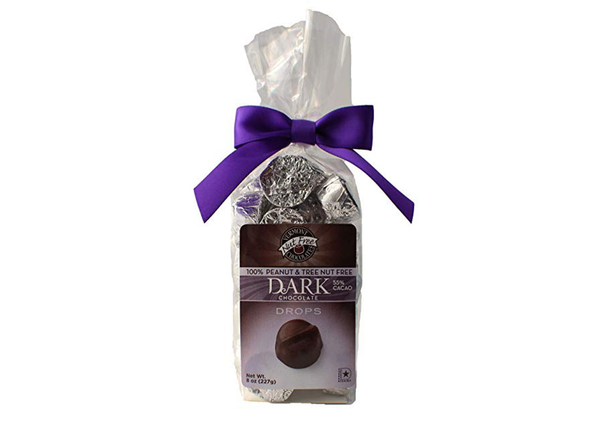 vermont nut free dark chocolate drops candy bag