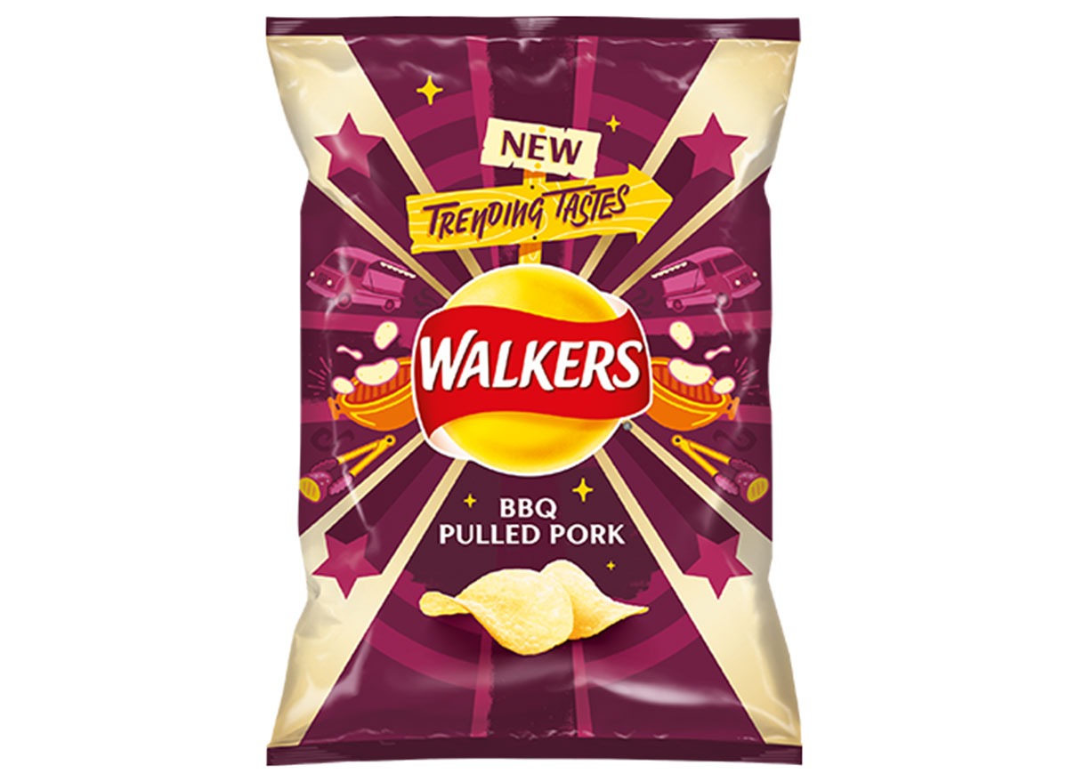 walkers bbq pork flavored chips bag
