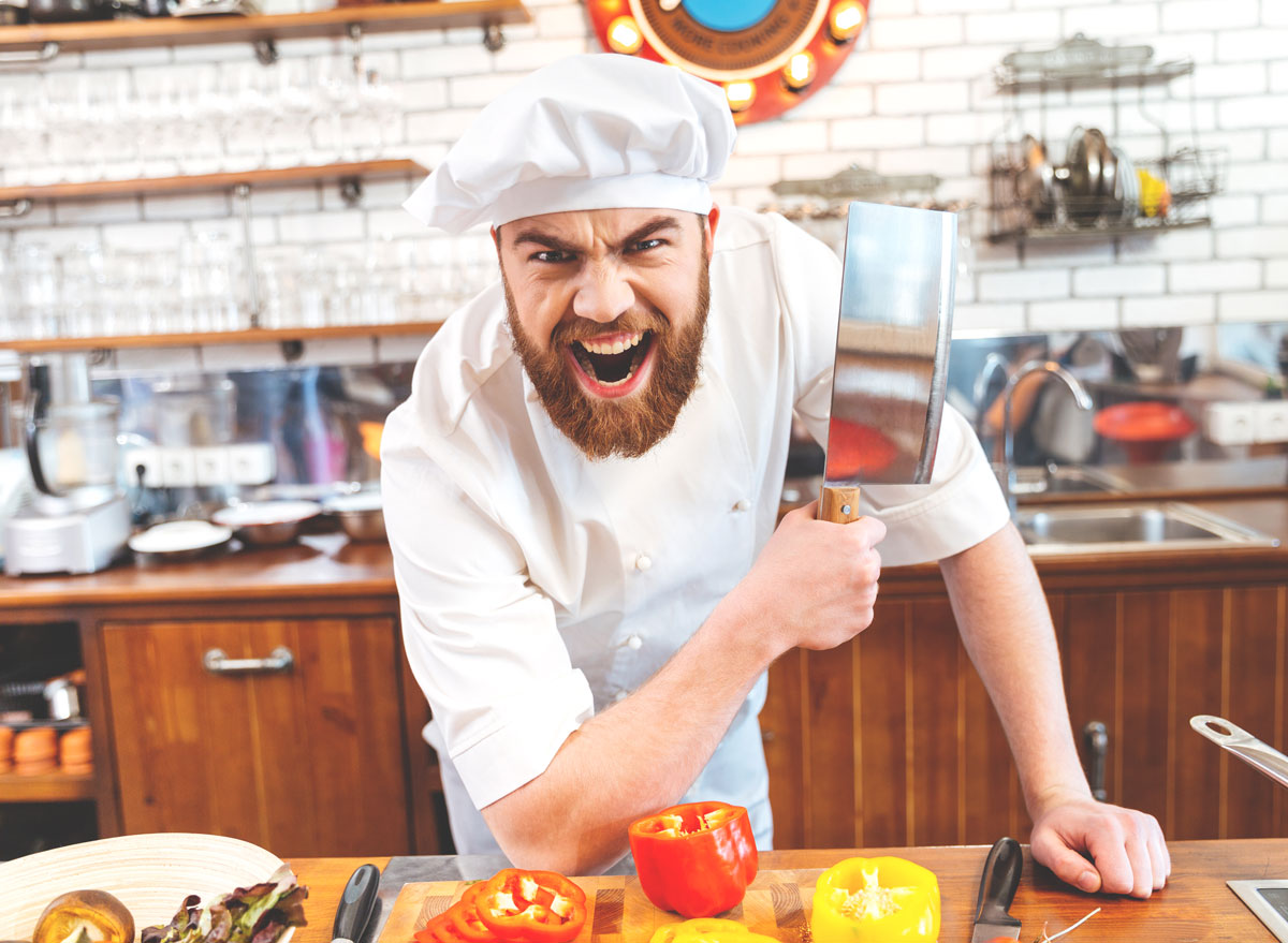 Angry chef yelling in kitchen