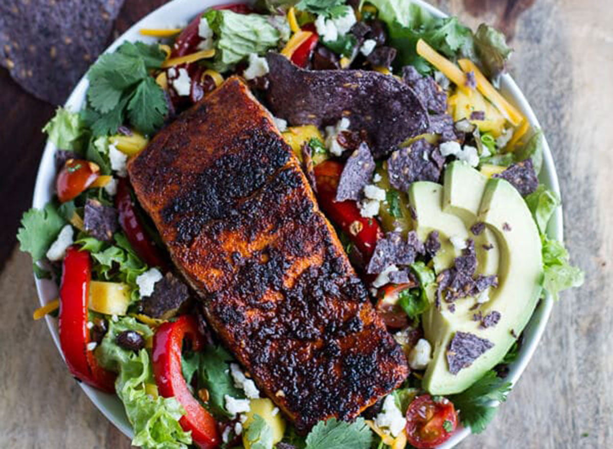 chile lime salmon fajita salad recipe