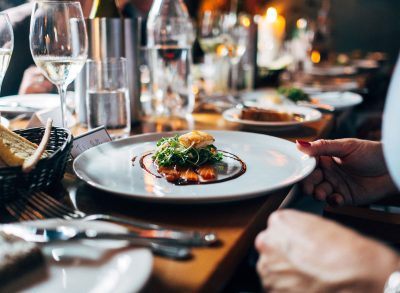 dinner plate in restaurant