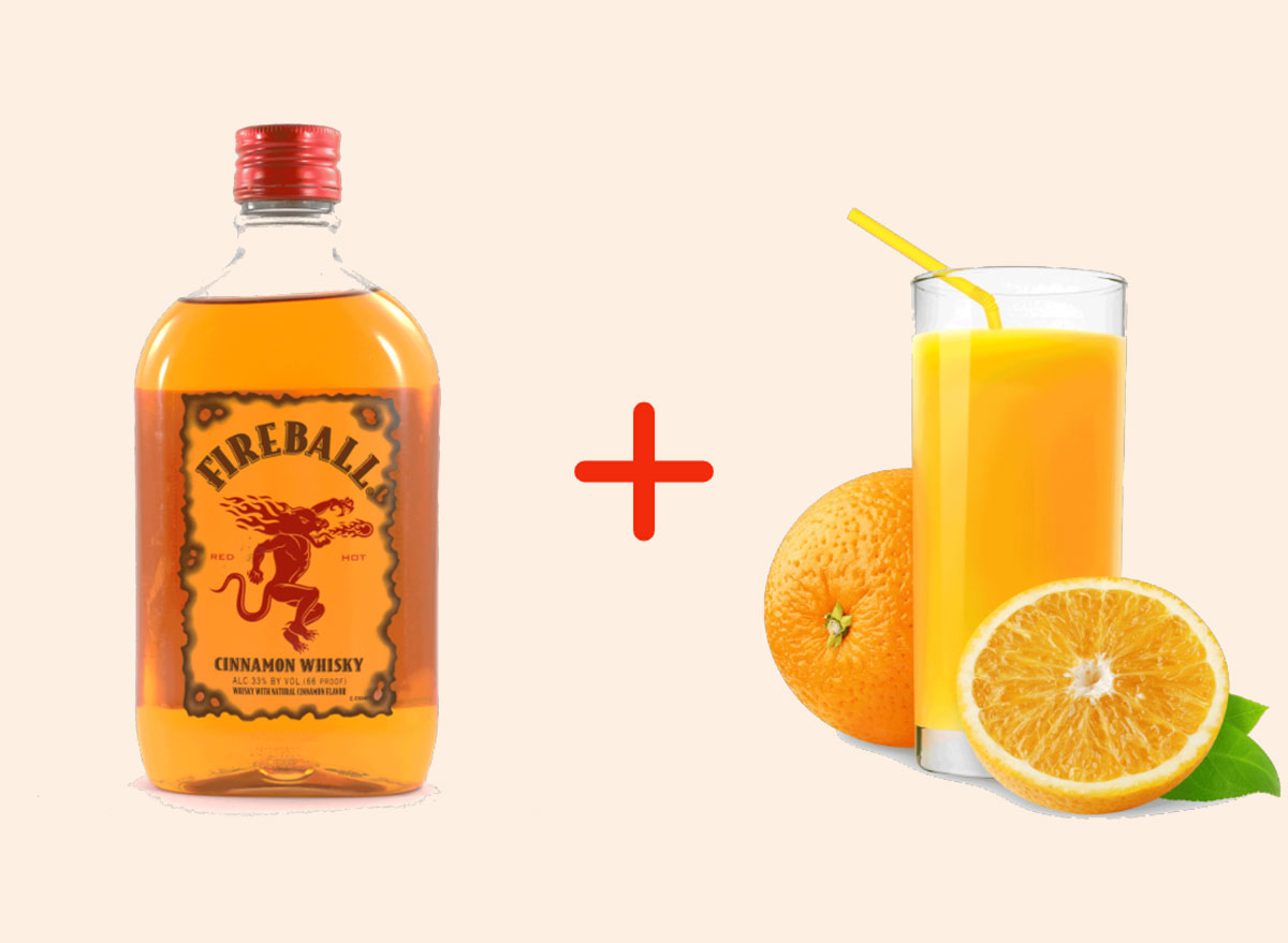 fireball with orange juice gross drink combo