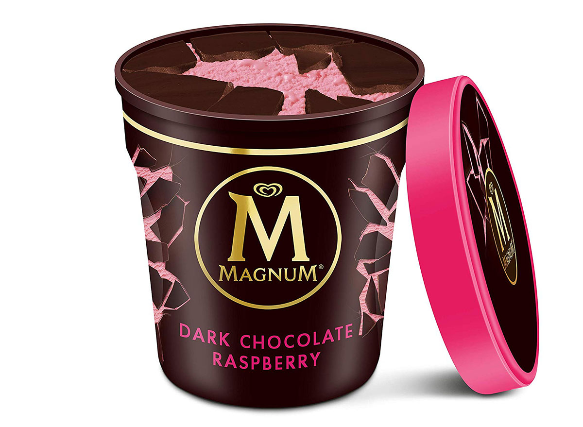 magnum dark chocolate raspberry ice cream tub