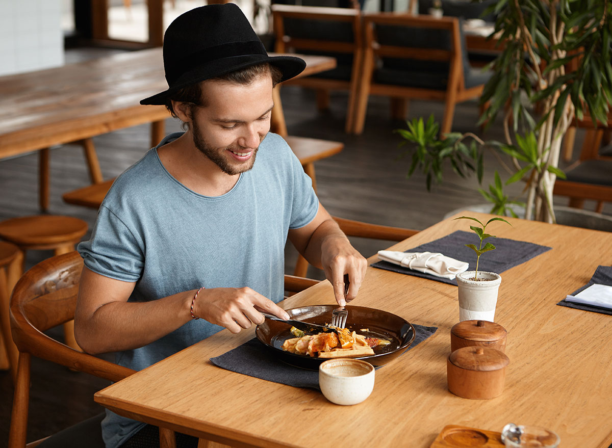 man dining alone