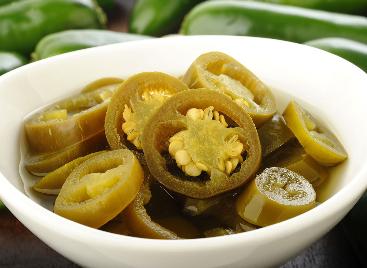 pickled jalapeños in bowl