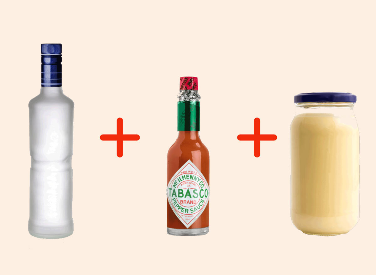 vodka with tabasco with mayo gross drink combo