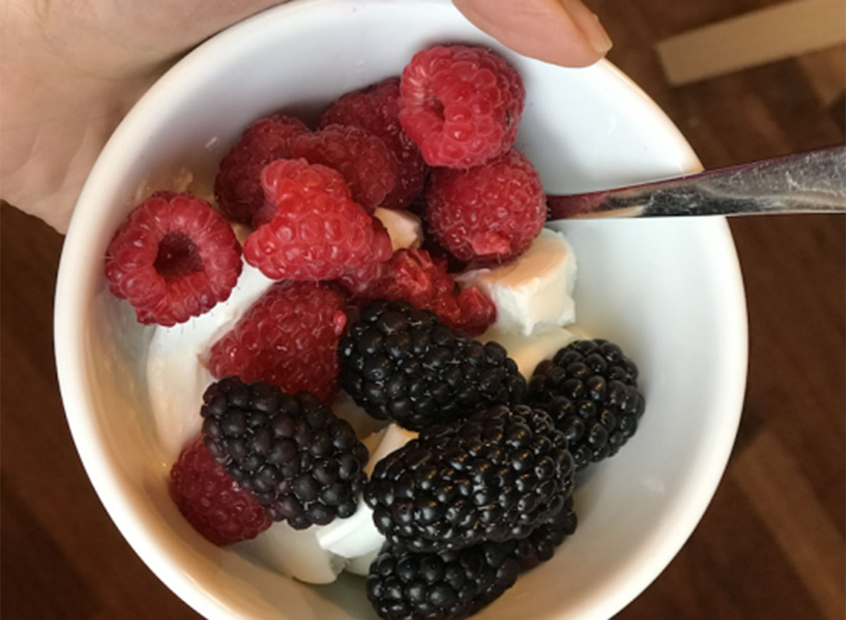 frozen siggis yogurt blackberries raspberries - what a peloton instructor eats - what a peloton instructor eats
