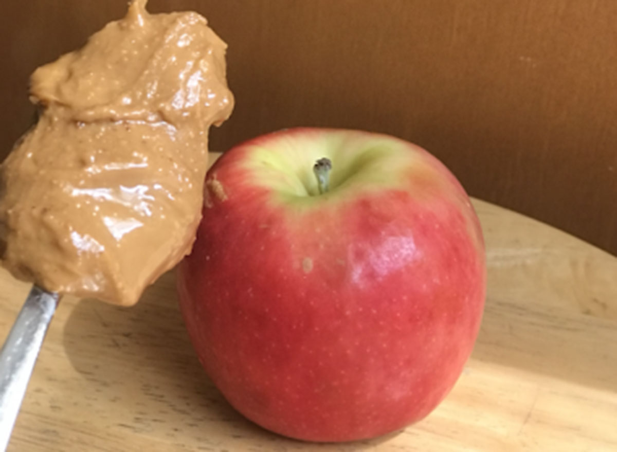 spoonful of peanut butter apple - what a peloton instructor eats