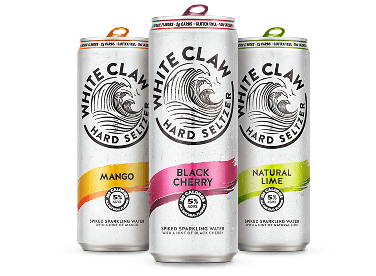 assorted white claw hard seltzer cans