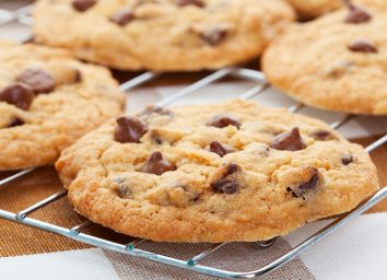 chocolate chip cookies on a cooling rack