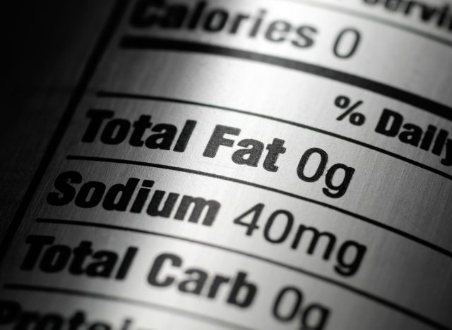 Low fat food label