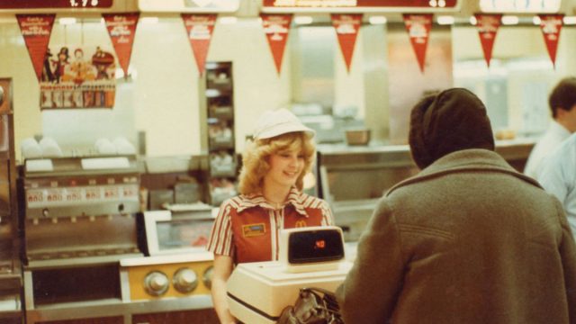 Mcdonalds woman working register in early 1980s