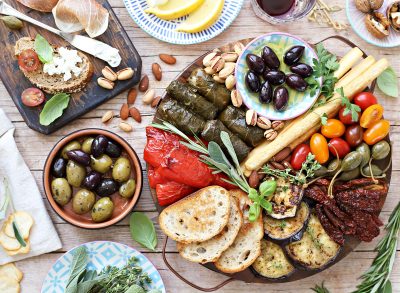Mediterranean diet antipasto appetizer platter
