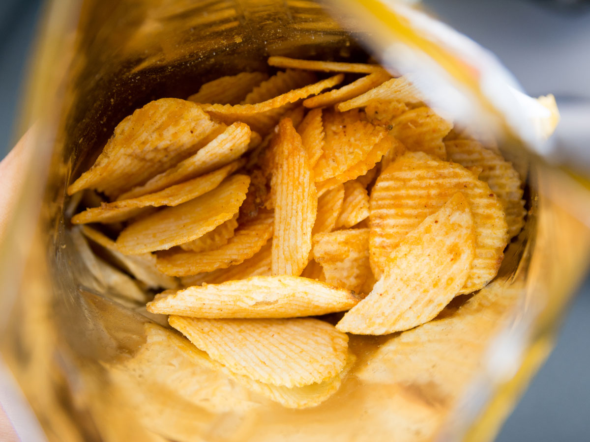 Ridge potato chips in bag - ovarian cancer diet