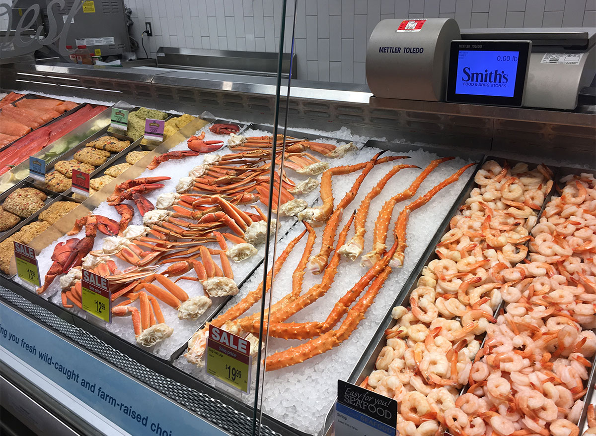 fresh shrimp and crab legs at smiths grocery store