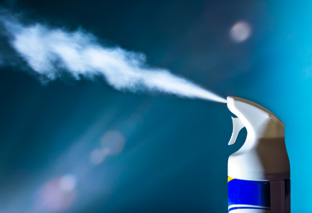 Air freshener spray aerosols in action.