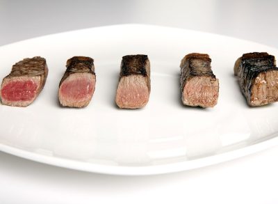 assorted cooked pieces steak