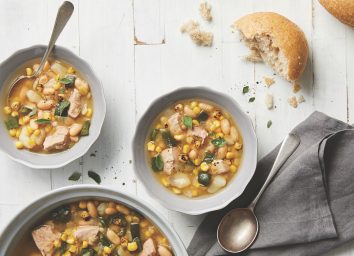 green chile pork soup and bread