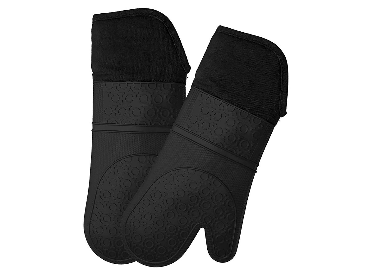 homwe black silicone oven mitts