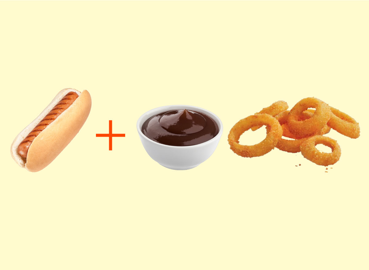 hot dog bbq sauce onion rings combo graphic