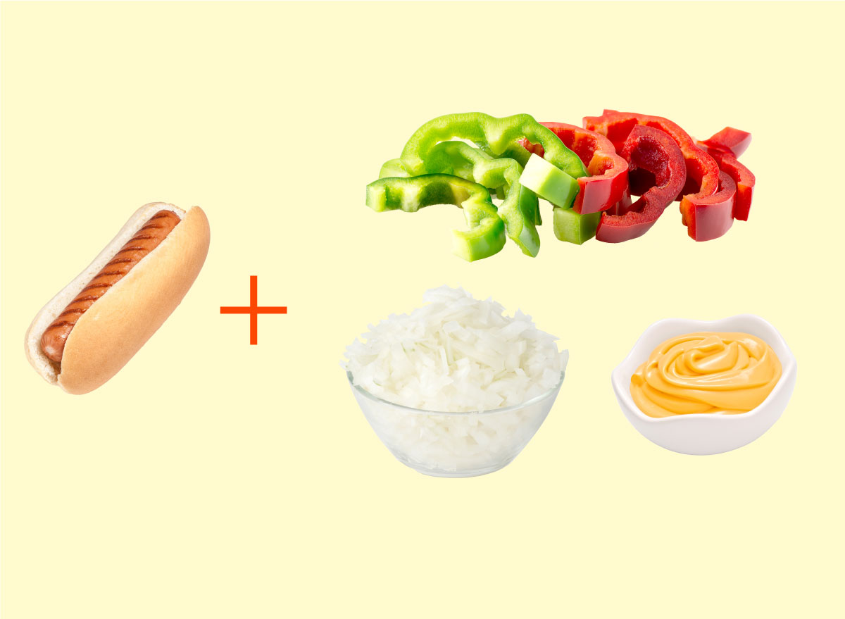 hot dog peppers onion cheese combo graphic