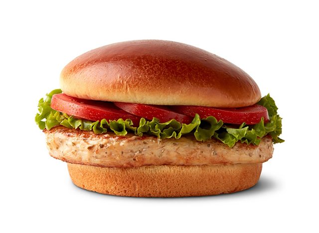 mcdonalds artisan grilled chicken sandwich on white background
