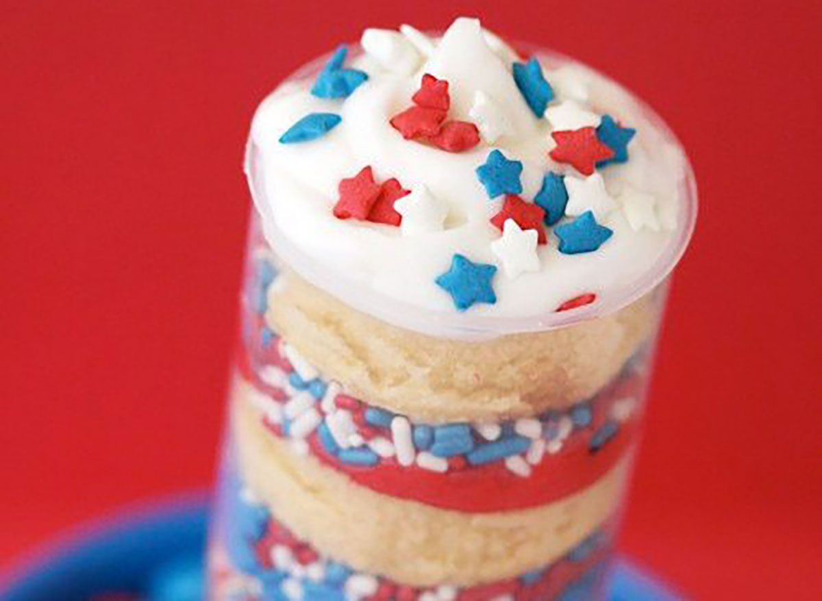 pound cake push pop with frosting red white and blue sprinkles fourth of july