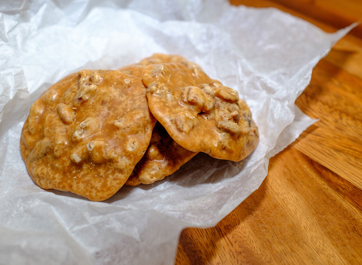 praline cookies on wax paper