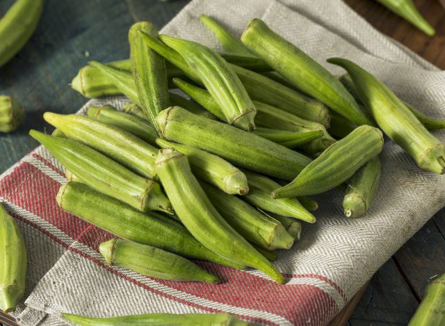 raw green organic okra