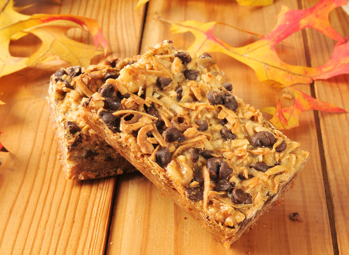 seven layer bars autumn leaves background