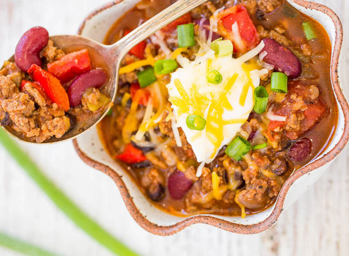 slow cooker beef chili averie cooks recipe