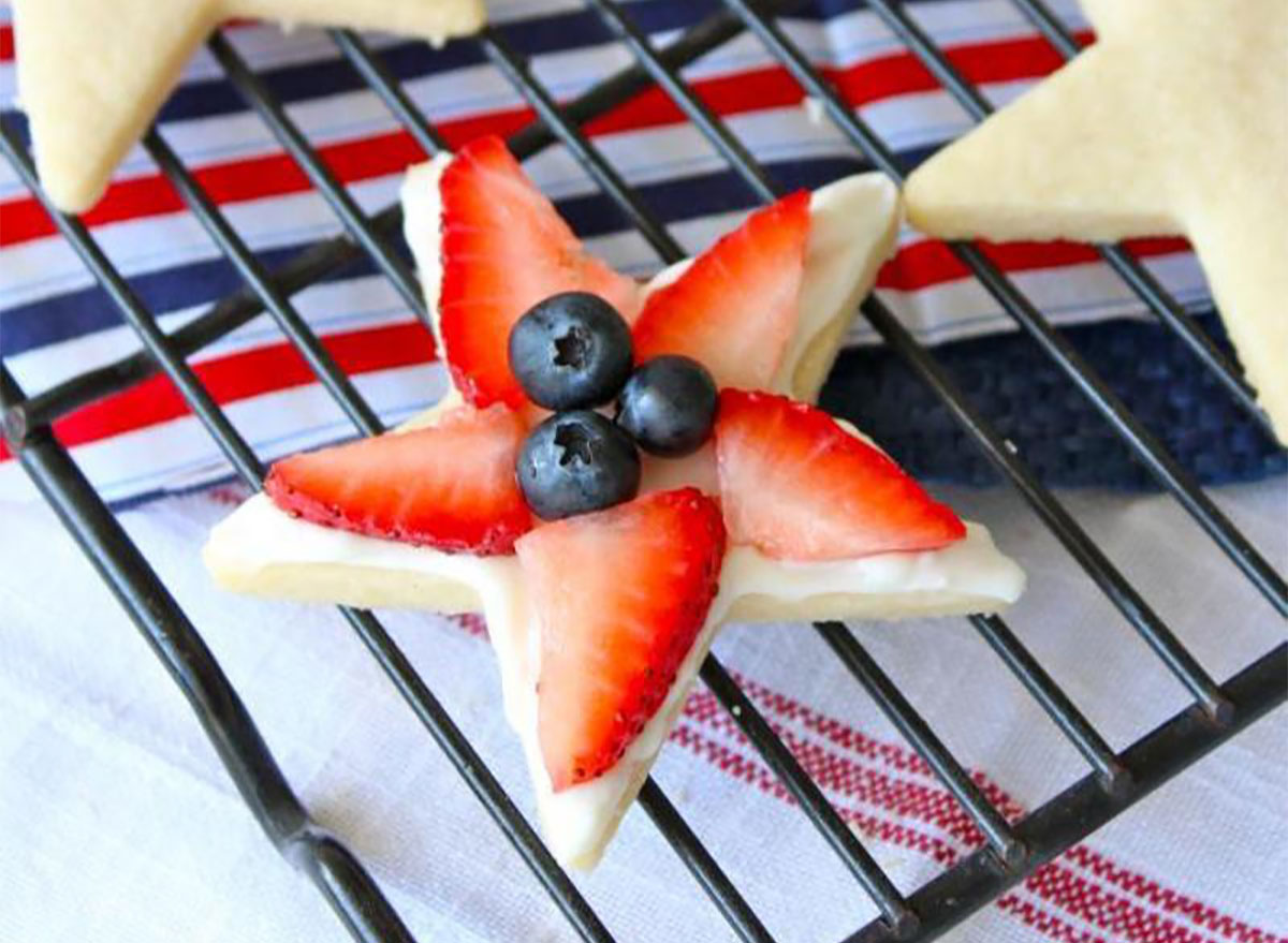 star cookies on cooling tray