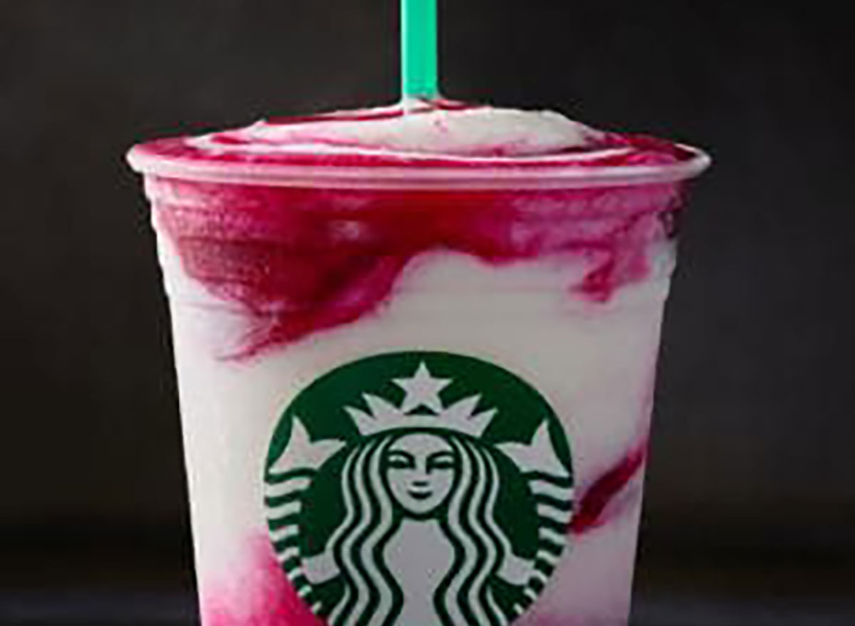 starbucks berry prickly pear frappuccino on black background