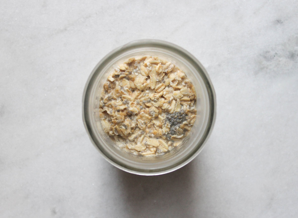 overnight oats after soaking overnight in a jar