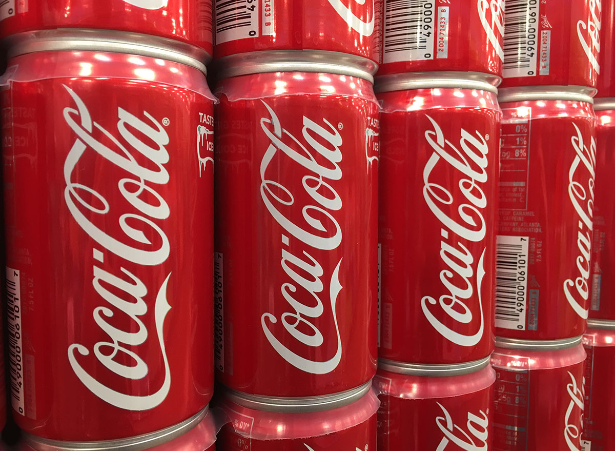 coca cola cans close up