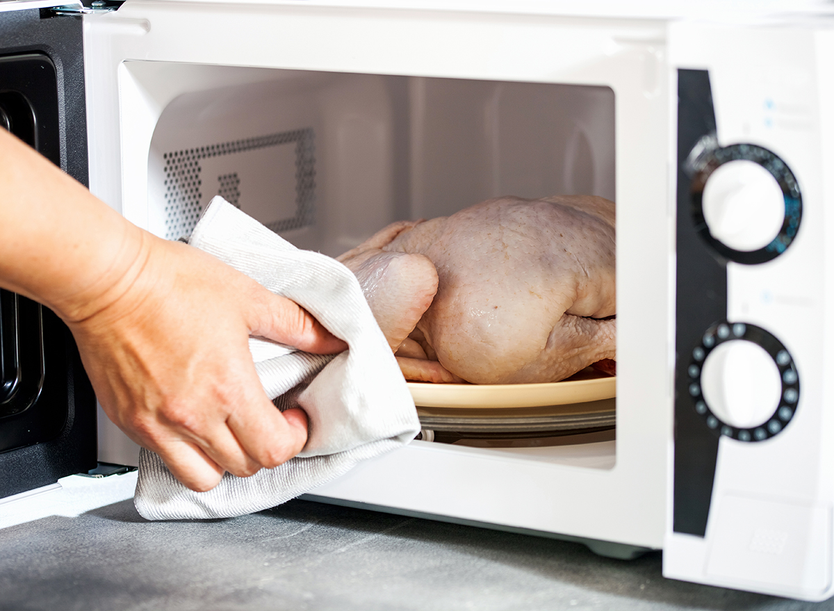 defrosting whole chicken in microwave