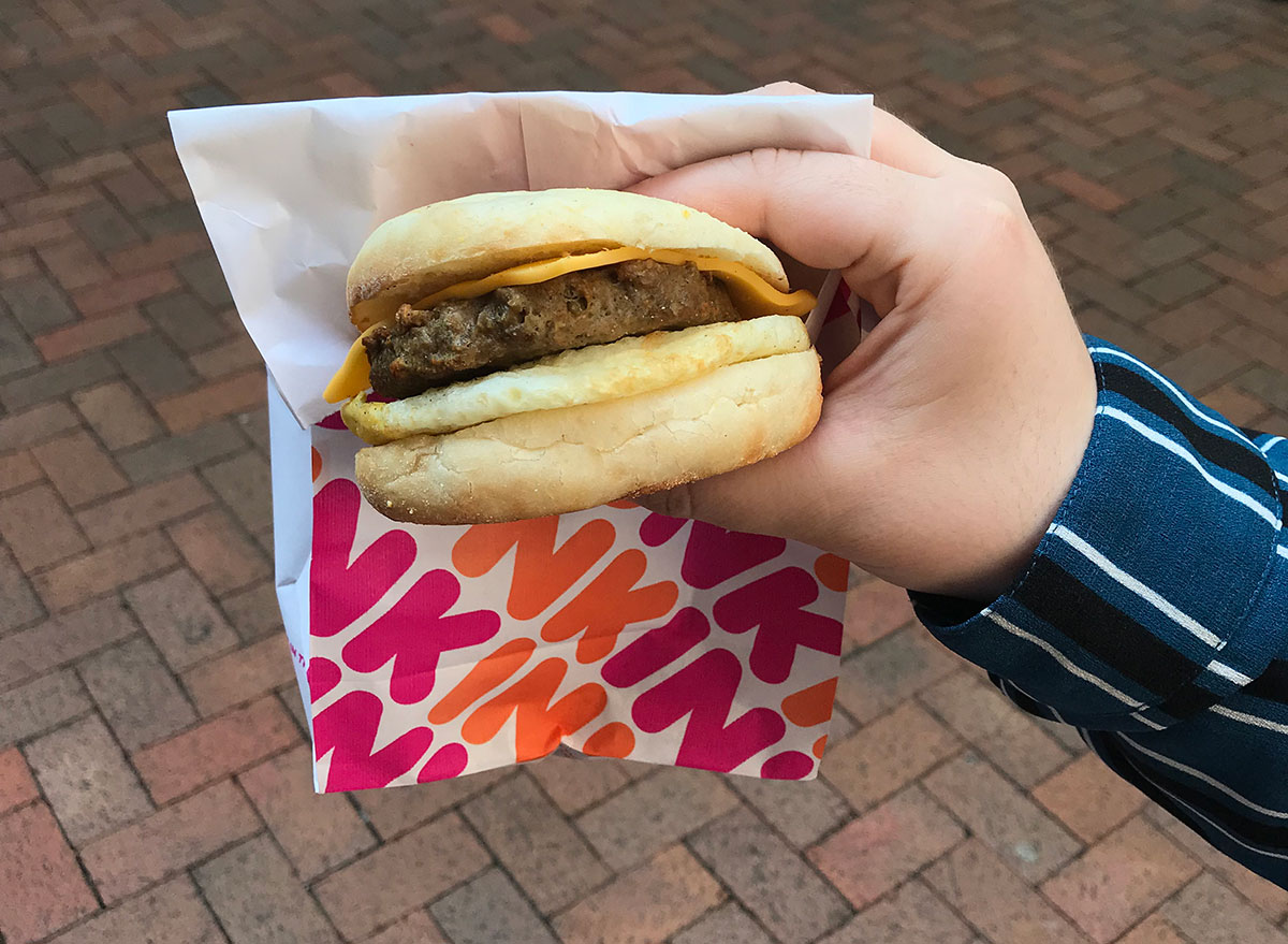 dunkin beyond meat sandwich with bag