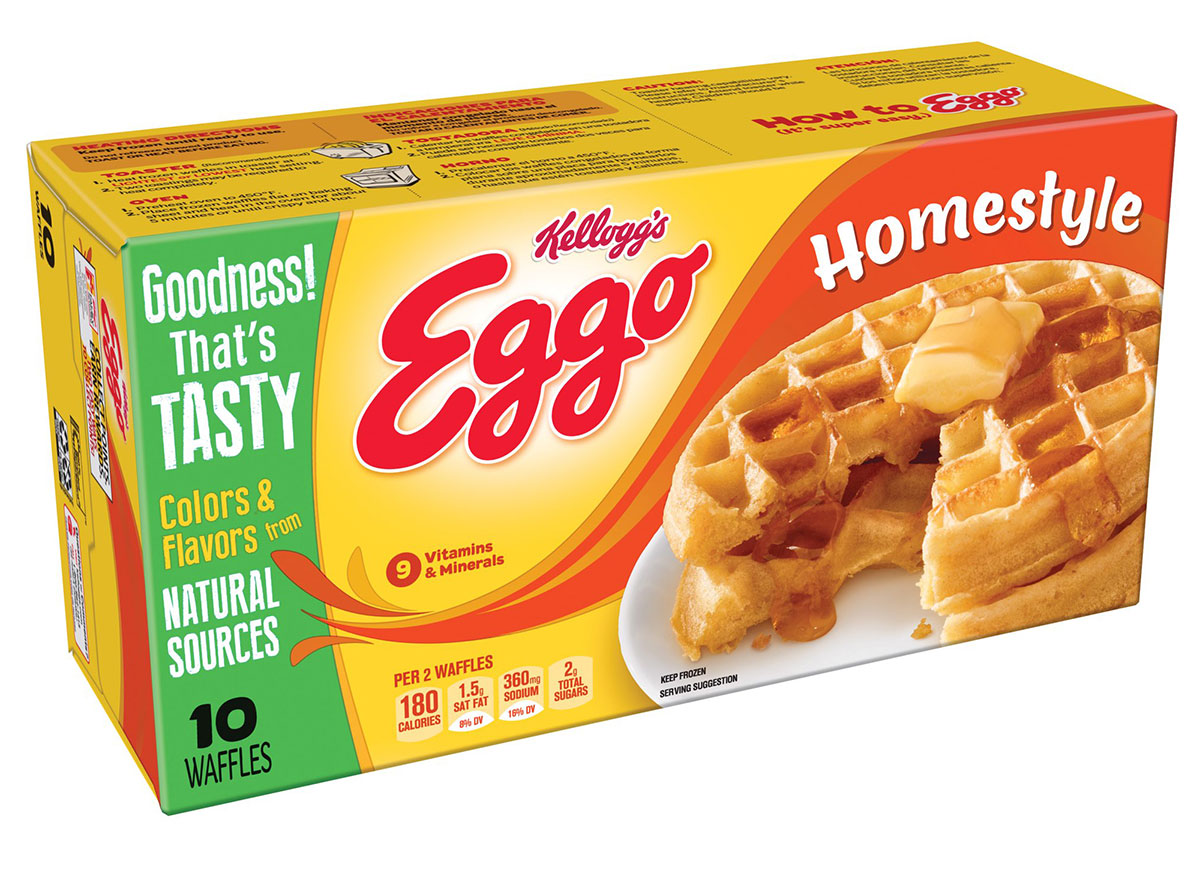 box of eggo homestyle frozen waffles