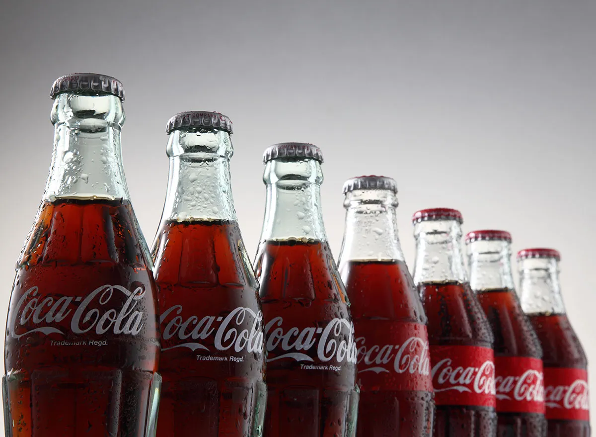 glass coke bottles in line