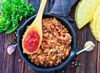 ground meat in pan