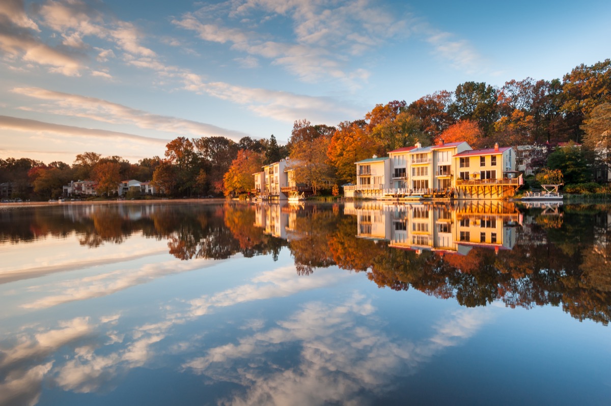 reston virginia lake autumn on sunny day