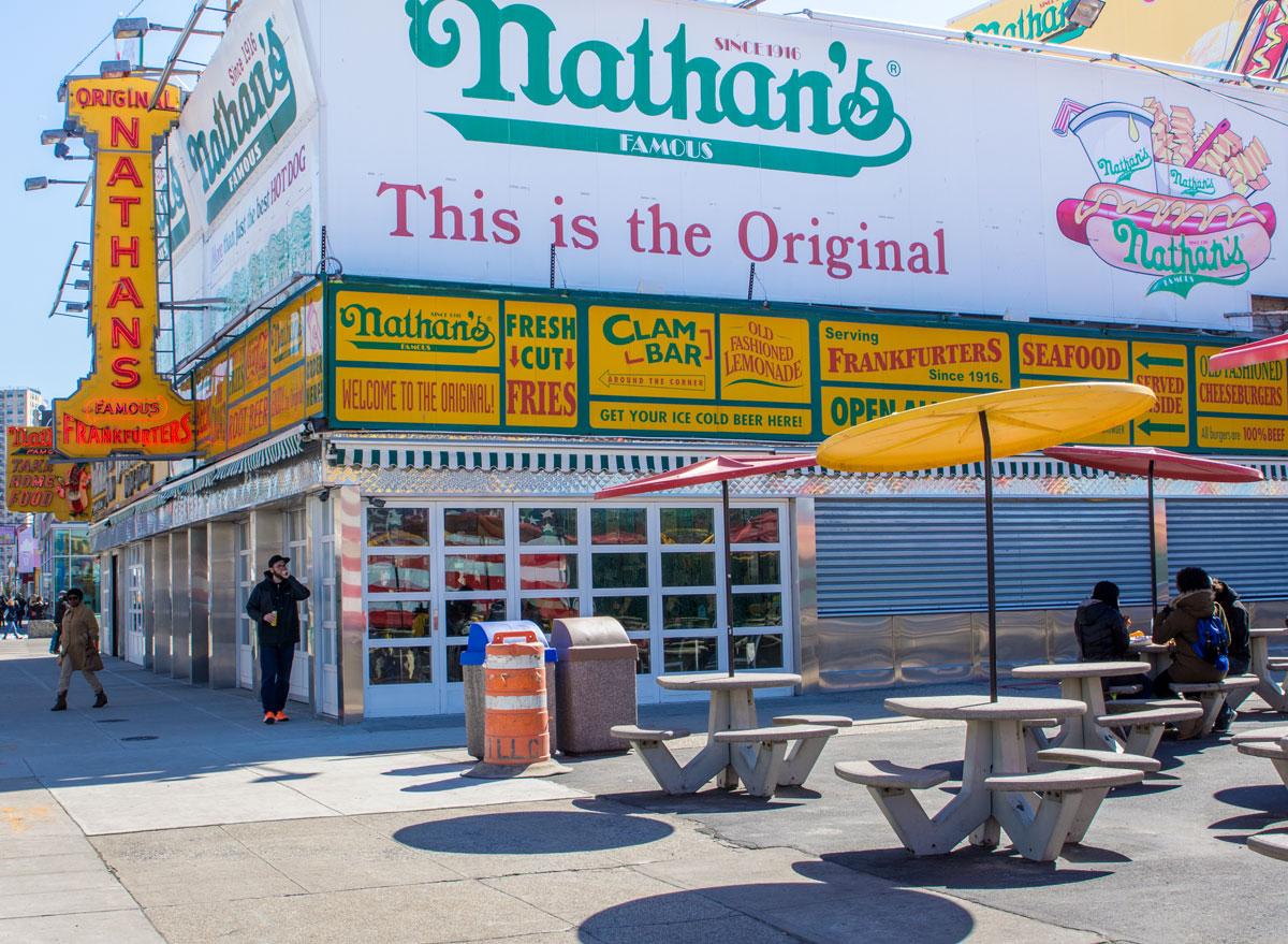 Nathans famous hot dogs storefront