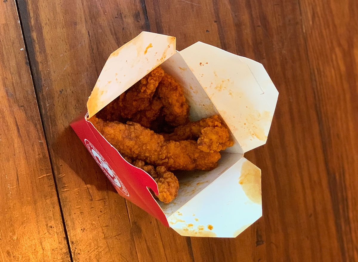 panda express sichuan hot chicken tenders in paper carton