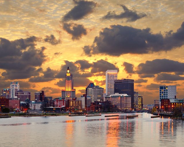 providence rhode island skyline at dawn