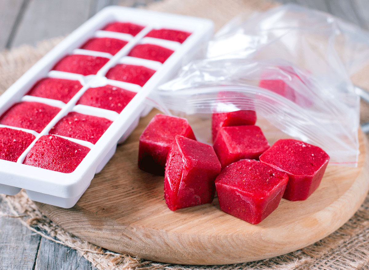 frozen red ice cubes